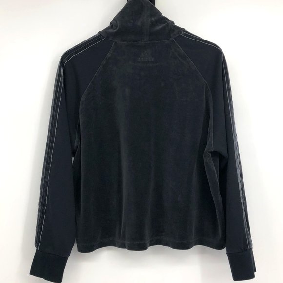Adidas Sport ID Velour Funnel Neck Charcoal long sleeve cropped pullover 2XL - Picture 4 of 16